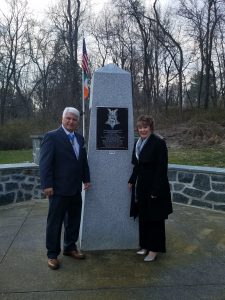 Medal of Honor Recipient Jim McCloughan and his wife Cherie visiting the AOH Monument at the Medal of Honor Grove in Valley Forge